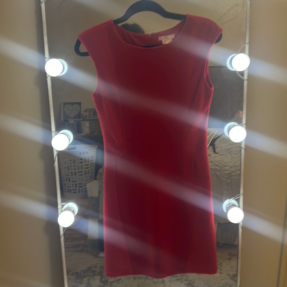 Esley Red Ribbed Textured Mini Dress